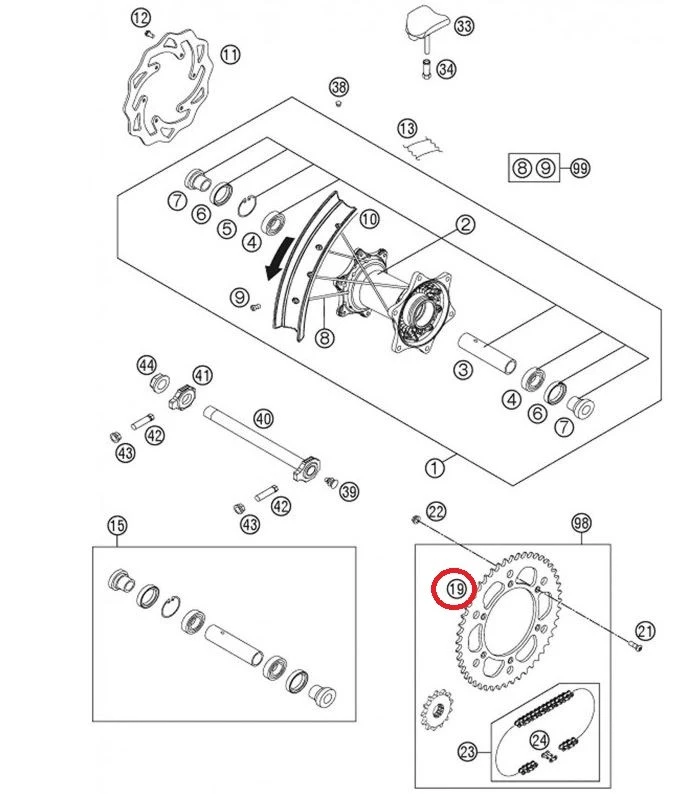 HUSQVARNA KTM CORONA NEGRO 52 DIENTES 7771015105230 1 HUSQVARNA KTM CORONA NEGRO 52 DIENTES 7771015105230