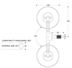 ESPEJOS BARRACUDA SKIN-S BAR END B-LUX (N2000-SSB) -Factory Bike Tianda 27690