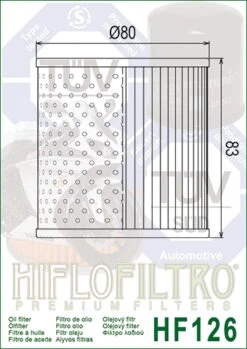 Filtro De Aceite Hiflofiltro HF126